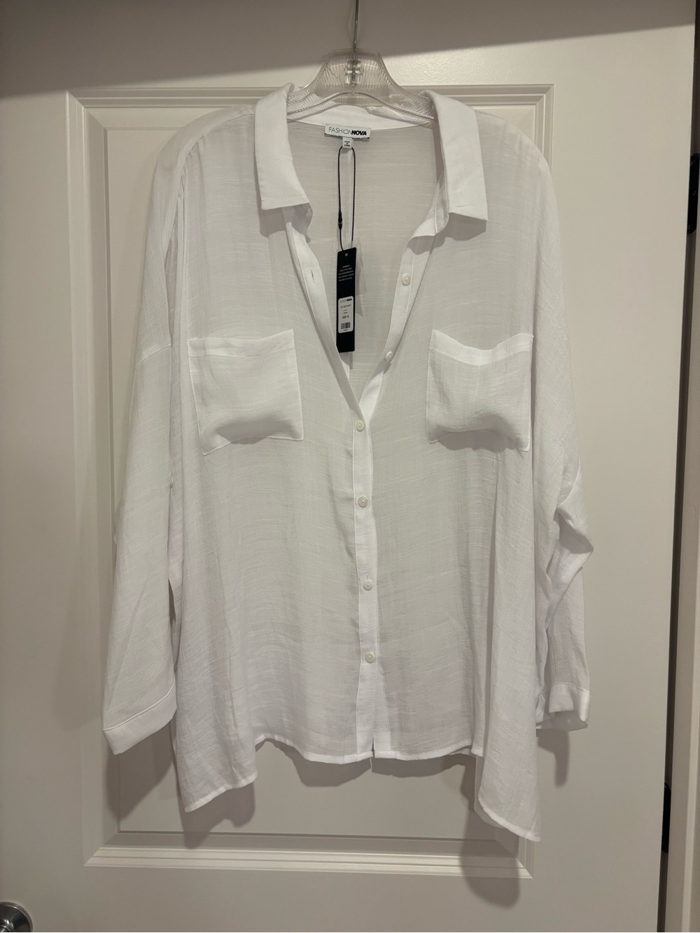 Fashion Nova Tatum Shirt in White Lightweight Button-Up Shirt NWT - Size 1X